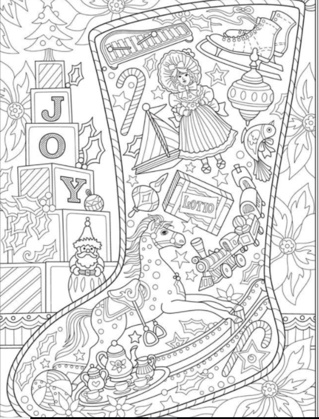 Holiday coloring contest stocking with joy